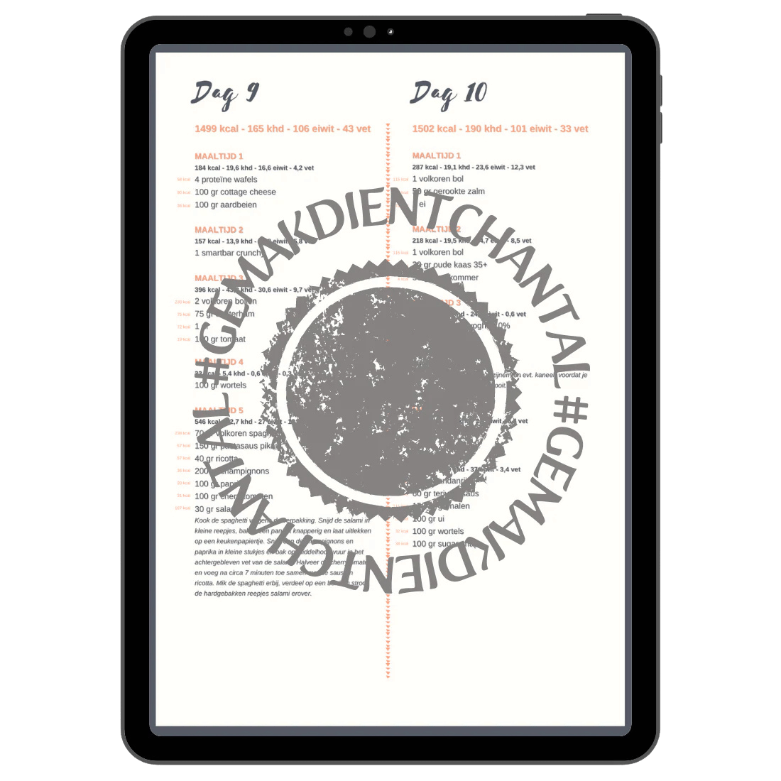 NÓG MEER #GEMAKDIENTCHANTAL - Voedingsschema 1500 kcal