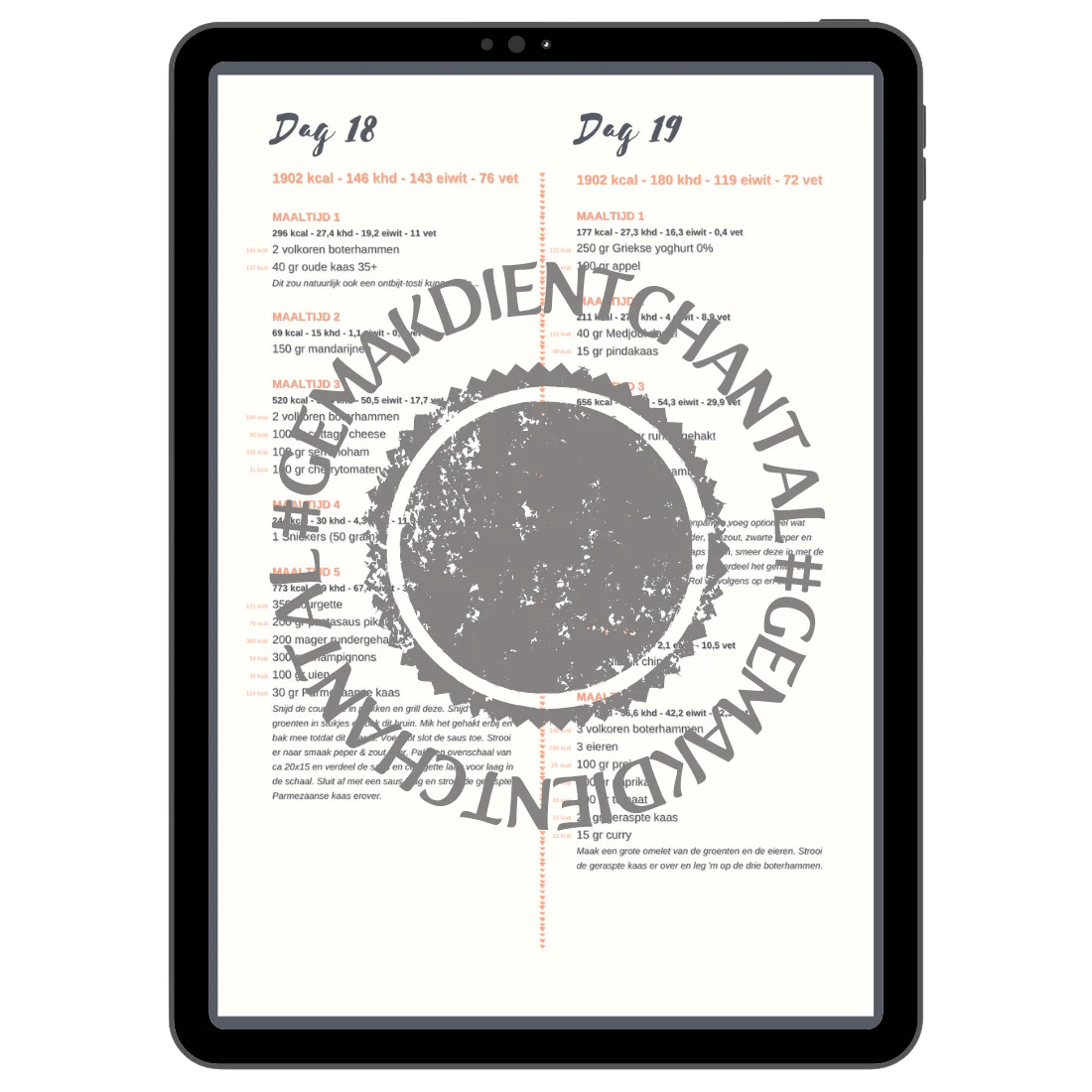 NÓG MEER #GEMAKDIENTCHANTAL - Voedingsschema 1900 kcal
