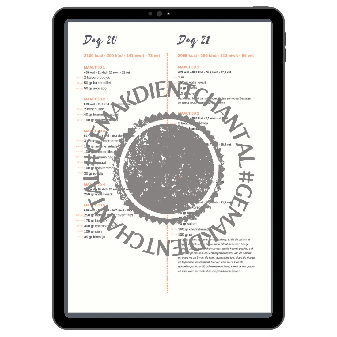 NÓG MEER #GEMAKDIENTCHANTAL - Voedingsschema 2100 kcal