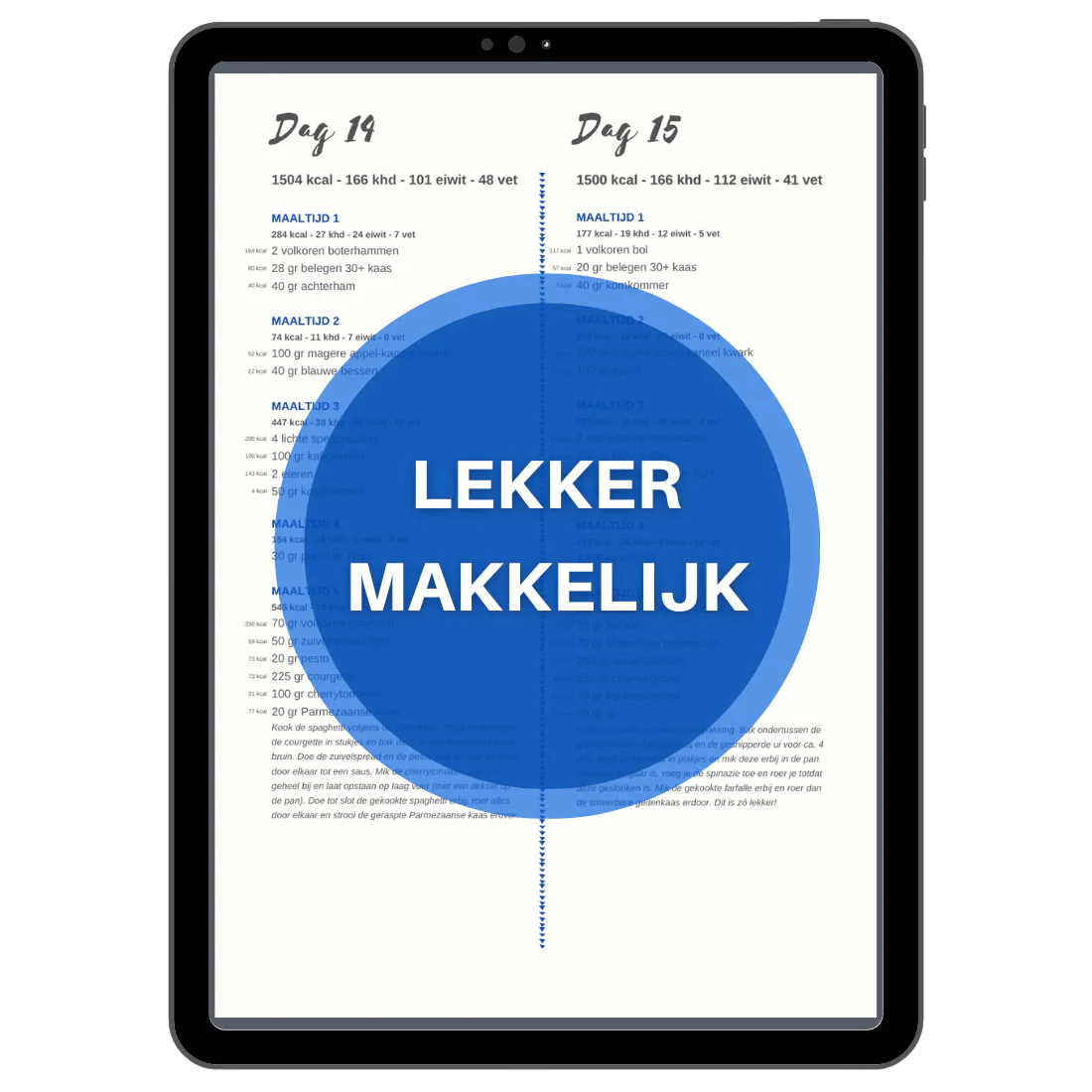 LEKKER MAKKELIJK Voedingsschema 1500 kcal